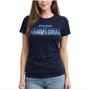 Star Wars The Mandalorian Girls Navy Blue T-Shirt